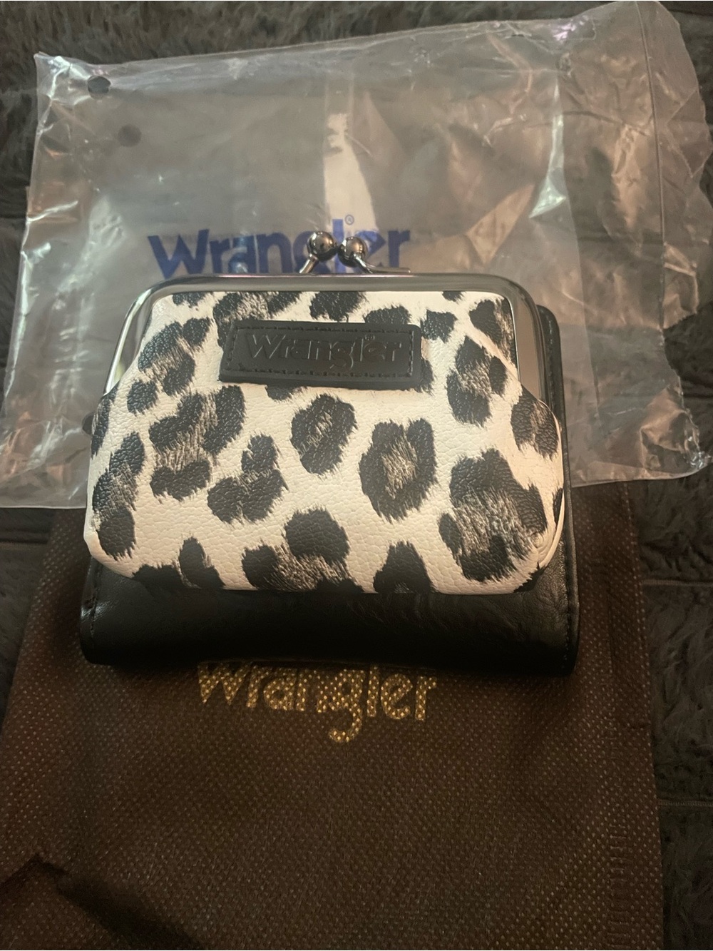 Wrangler Black and White Leopard Print Coin Purse